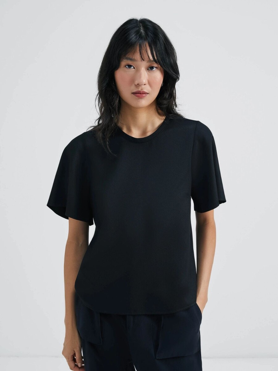 BLUSA CON MANGAS EVASÉ - NEGRO 