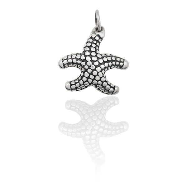 Dije Colgante Estrella de Mar-Plata 925 quemada inflada-Sin Piedra-CP3360 sinpiedra