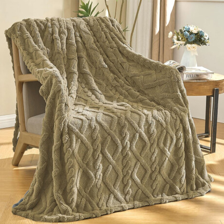 Manta Frazada Polar 2 Plazas Rombos Suave Cálida Cama o Sofá Beige