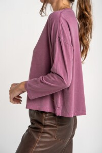 Remera Manga Larga Lavada Bordeaux