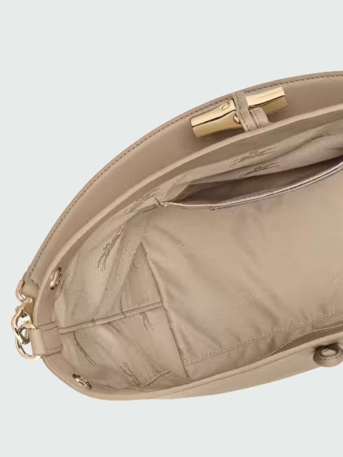 Longchamp -Bolso de cuero, Le Roseau Sleek Beige