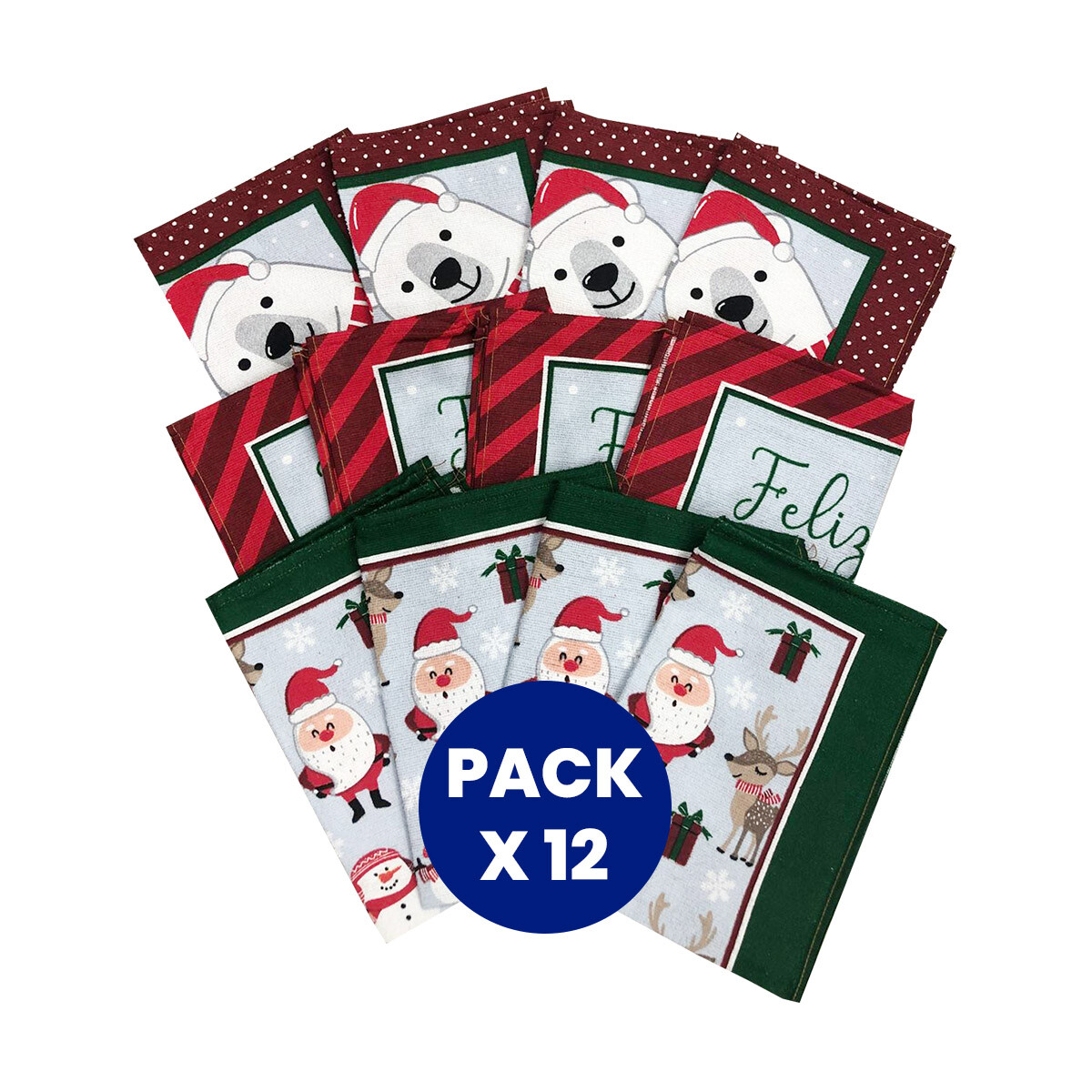 Pack x 12 Repasadores de Navidad Dohler Diseños Surtidos 
