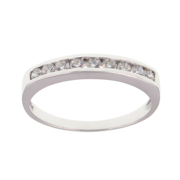Anillo medio sin fin Chana chico en oro blanco 18k con circonias Anillo medio sin fin Chana chico en oro blanco 18k con circonias