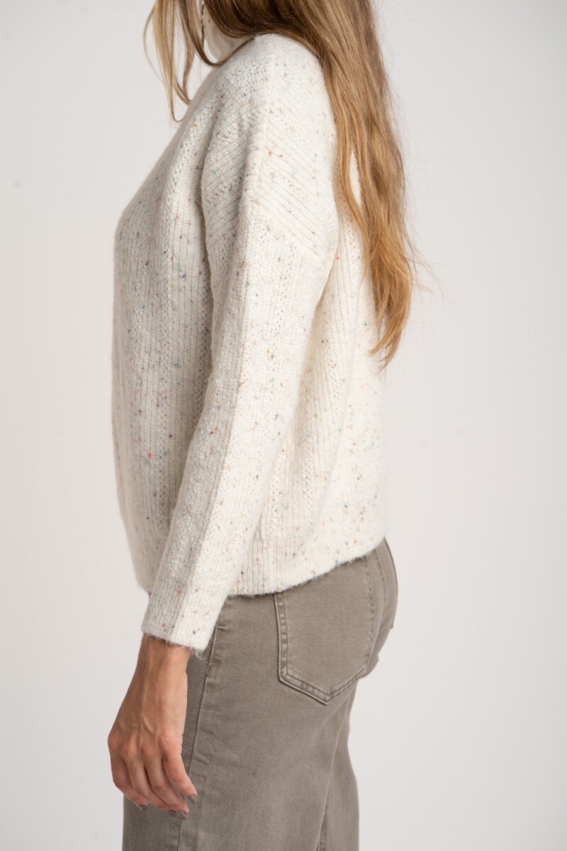Sweater Texturado Cierre Beige Melange