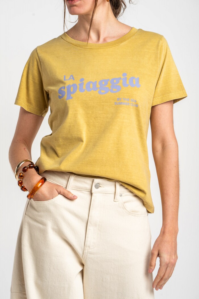 Remera Estampada Algodón Pistacho