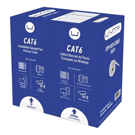 Unno - Carrete de Cable Utp CAT6 1000FT CB4399GY - 350MHZ. 001