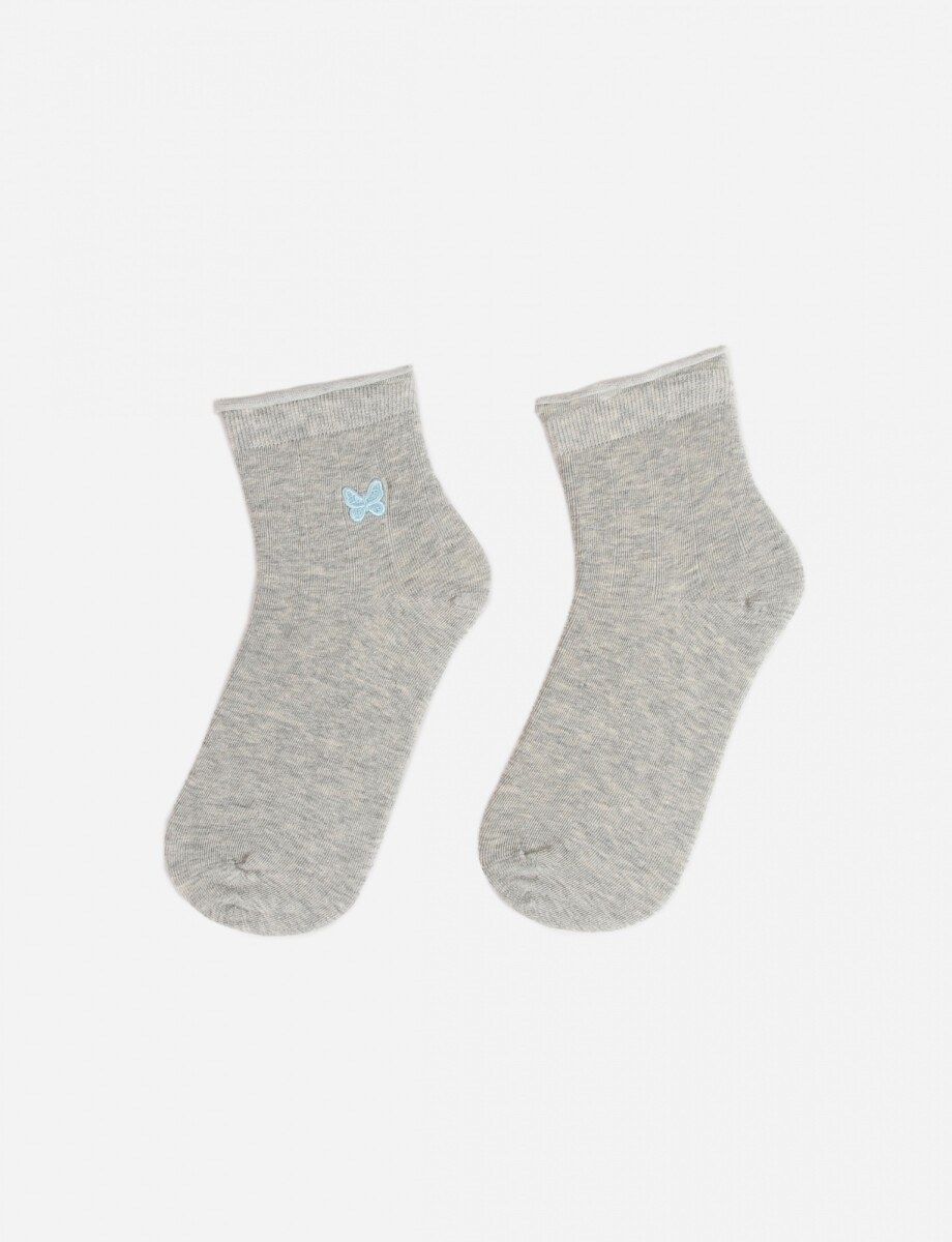 Medias mariposa bordada - gris 