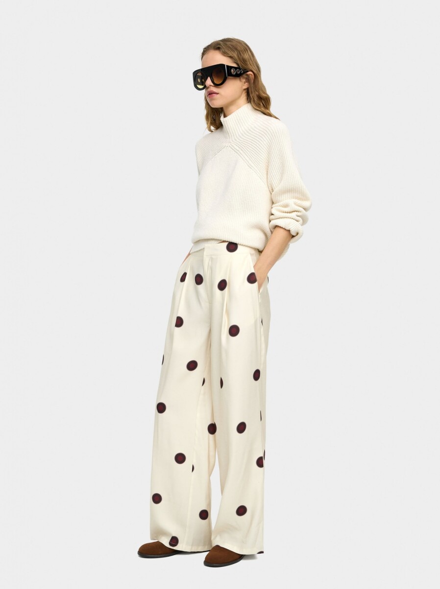 Pantalón Con Pliegues Y Lunares - multicolor 