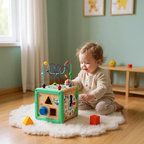 Cubo con varios juegos en madera HiPando Cubo con varios juegos en madera HiPando