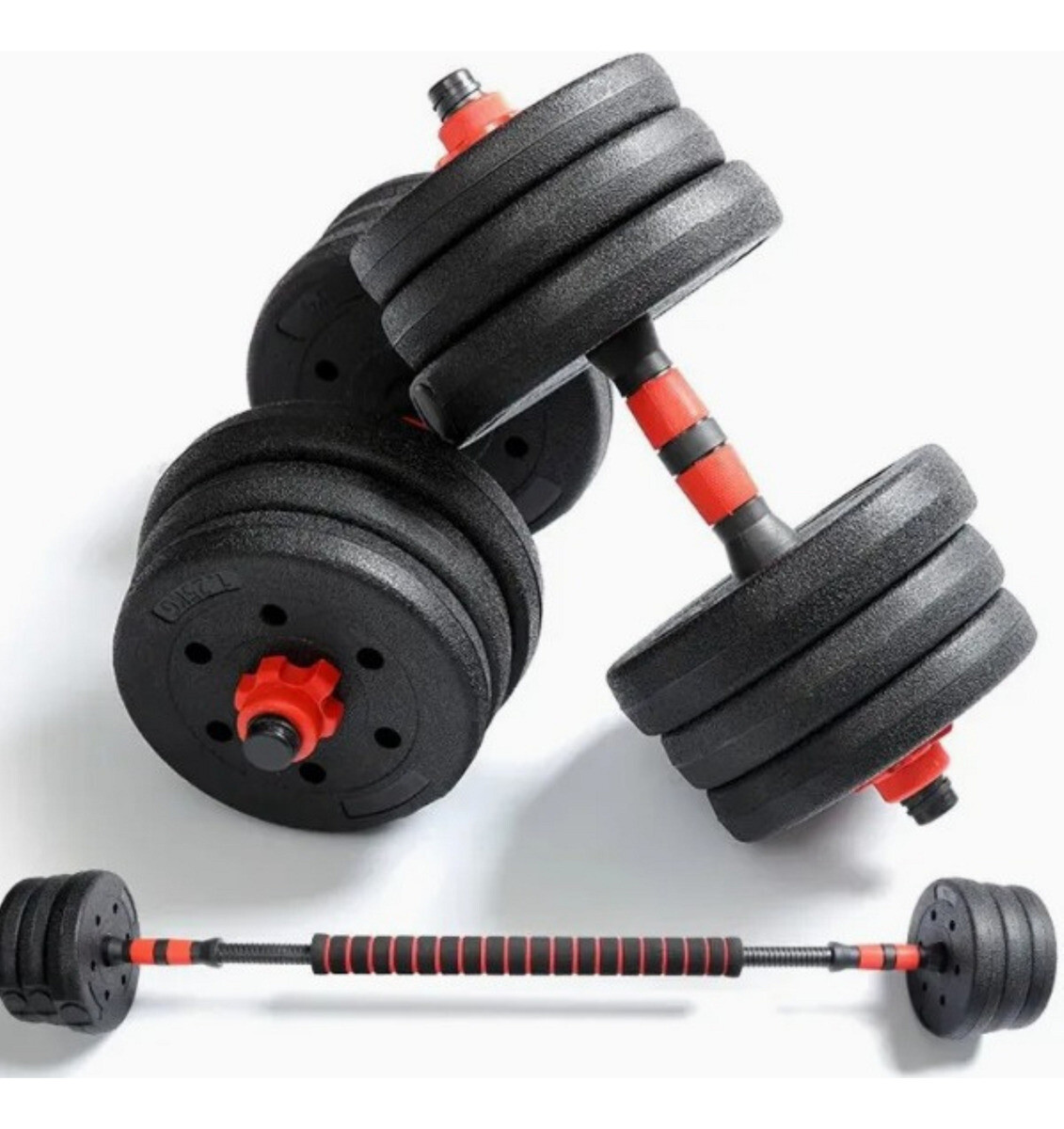 Set Mancuerna Bosco Ajustable + Barra 20 Kg Total - Negro 