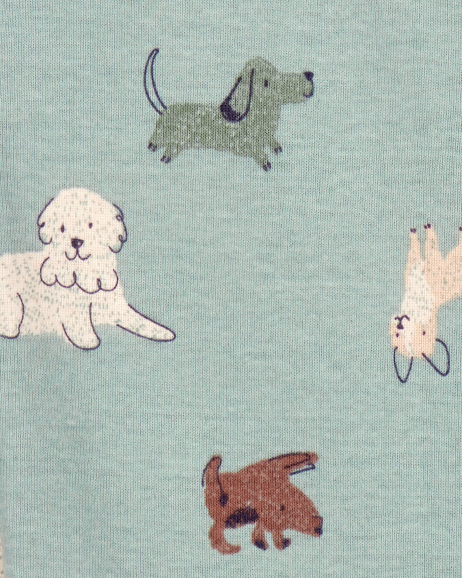 Pijama una pieza de algodón, con pie, diseño perros. Talles 12-24M Sin color