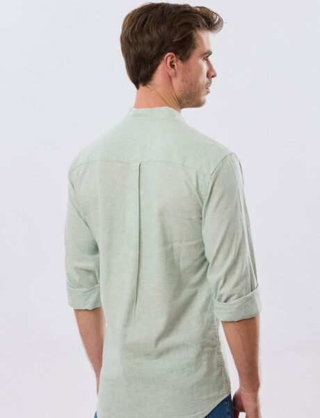 CAMISA LISA DE LINO CUELLO MAO Menta