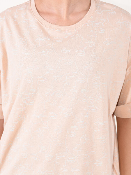 REMERA FACES BEIGE MELANGE