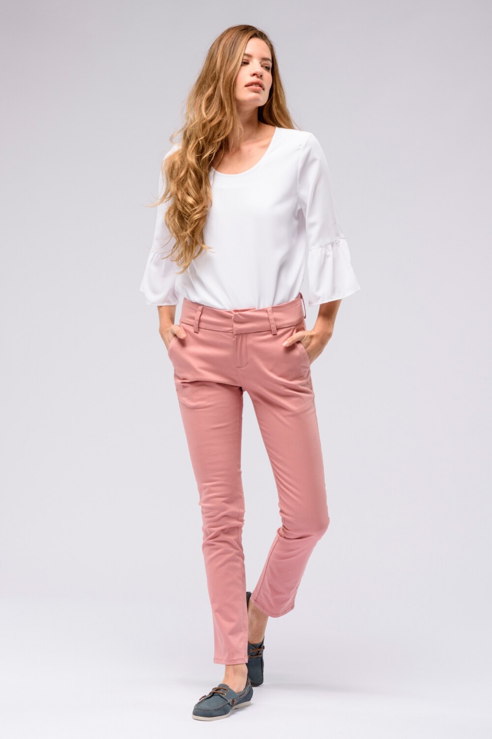 PANTALÓN DE GABARDINA SKINNY Rosa
