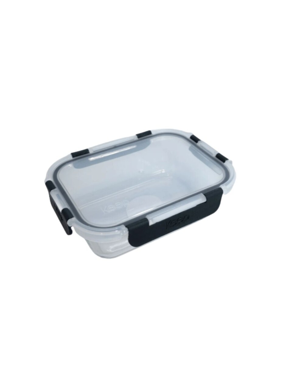 HERMETICO RECTANGULAR 640ML GLASS KEEP - Negro 