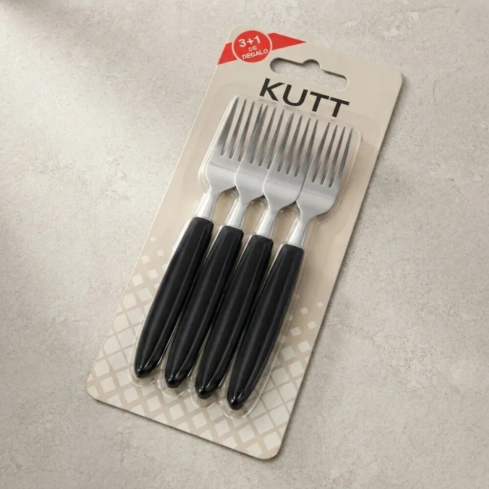 Set 3+1 Tenedor mango plástico negro KUTT Set 3+1 Tenedor mango plástico negro KUTT