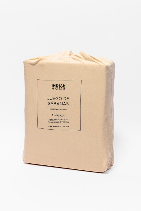 Sábanas 1 1/2 Plaza Microfibra Washed Taupe / Mink / Vison