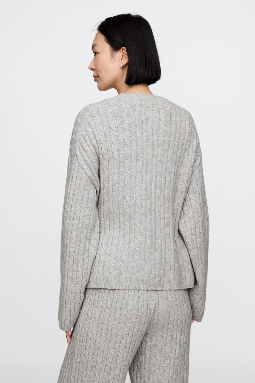 Buzo Cashsoft Cable Mujer Bc15 Lt Grey Heather