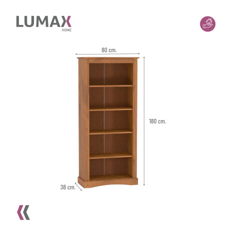 Estantería Biblioteca Lumax 5 Niveles 180x80x38 cm madera maciza Estantería Biblioteca Lumax 5 Niveles 180x80x38 cm madera maciza