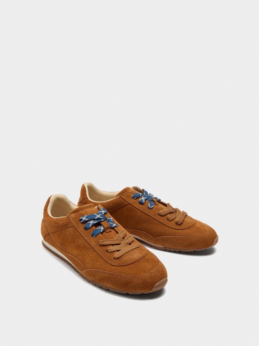 Zapatillas De Piel Monocromática camel