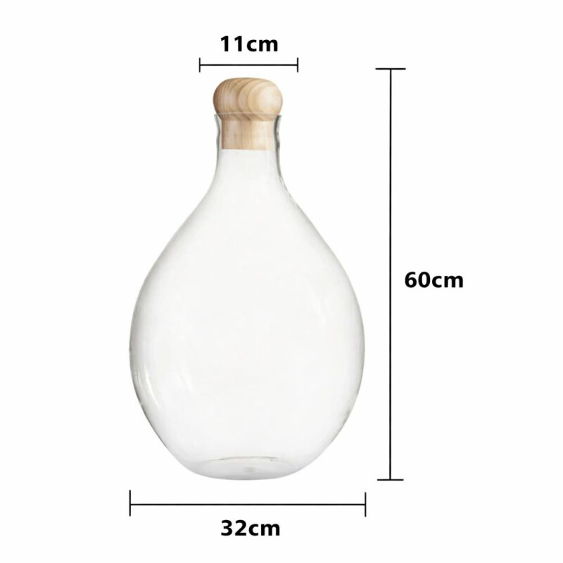 Botellon en Vidrio y Tapa en Madera para Guardar Corchos Medio Botellon en Vidrio y Tapa en Madera para Guardar Corchos Medio