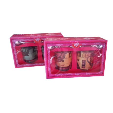 Taza de vidrio x2u con cucharas Taza de vidrio x2u con cucharas
