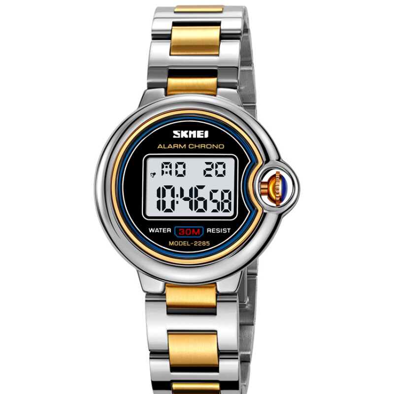 Reloj Skmei 2285TSI Digital Unisex con malla bicolor plateado y dorado Reloj Skmei 2285tsi Digital Unisex Con Malla Bicolor Plateado Y Dorado
