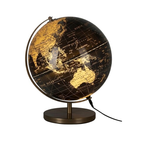 GLOBO TERRAQUEO DORADO C/LUZ LED 26X25X31CM Unica