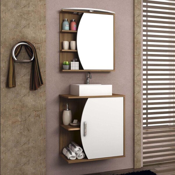 CONJUNTO MUEBLE DE BAÑO MODELO DUNA MUEBLE + ARMARIO CON ESPEJO + BACHA Conjunto Mueble De Baño Modelo Duna Mueble + Armario Con Espejo + Bacha