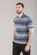 Remera Polo Combinada. Rayas Azules.
