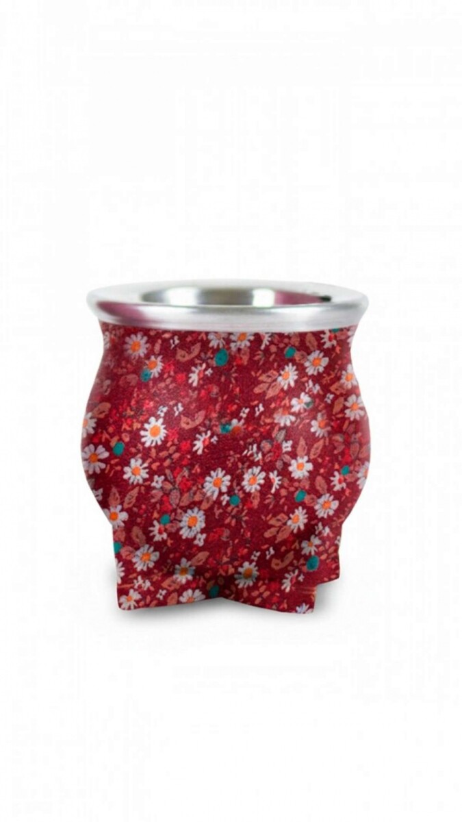 Mate de Cerámica Chico delta - Flores Bordeaux 