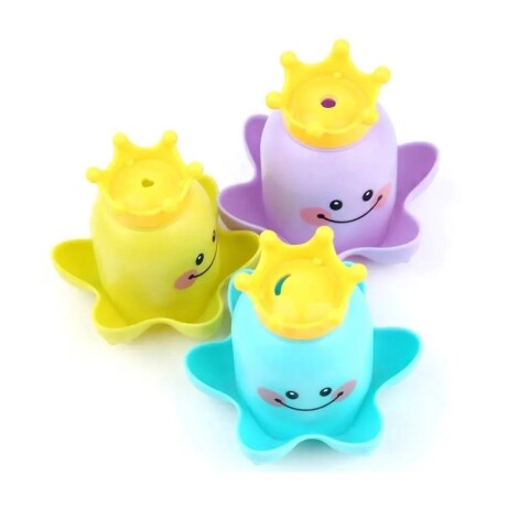 Set de 3 Pulpos Apilables Juego p/ Baño o Playa Bebés Niños Turquesa