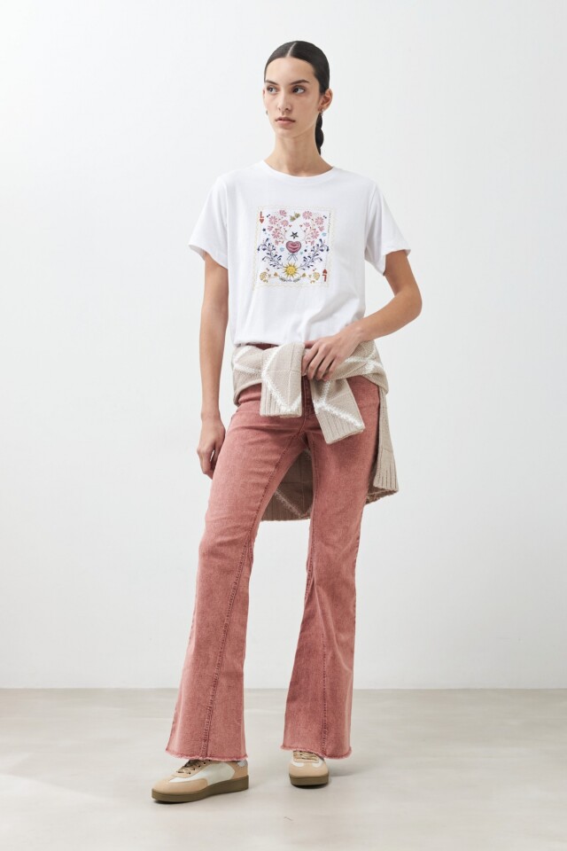 Remera estampada manga corta blanco