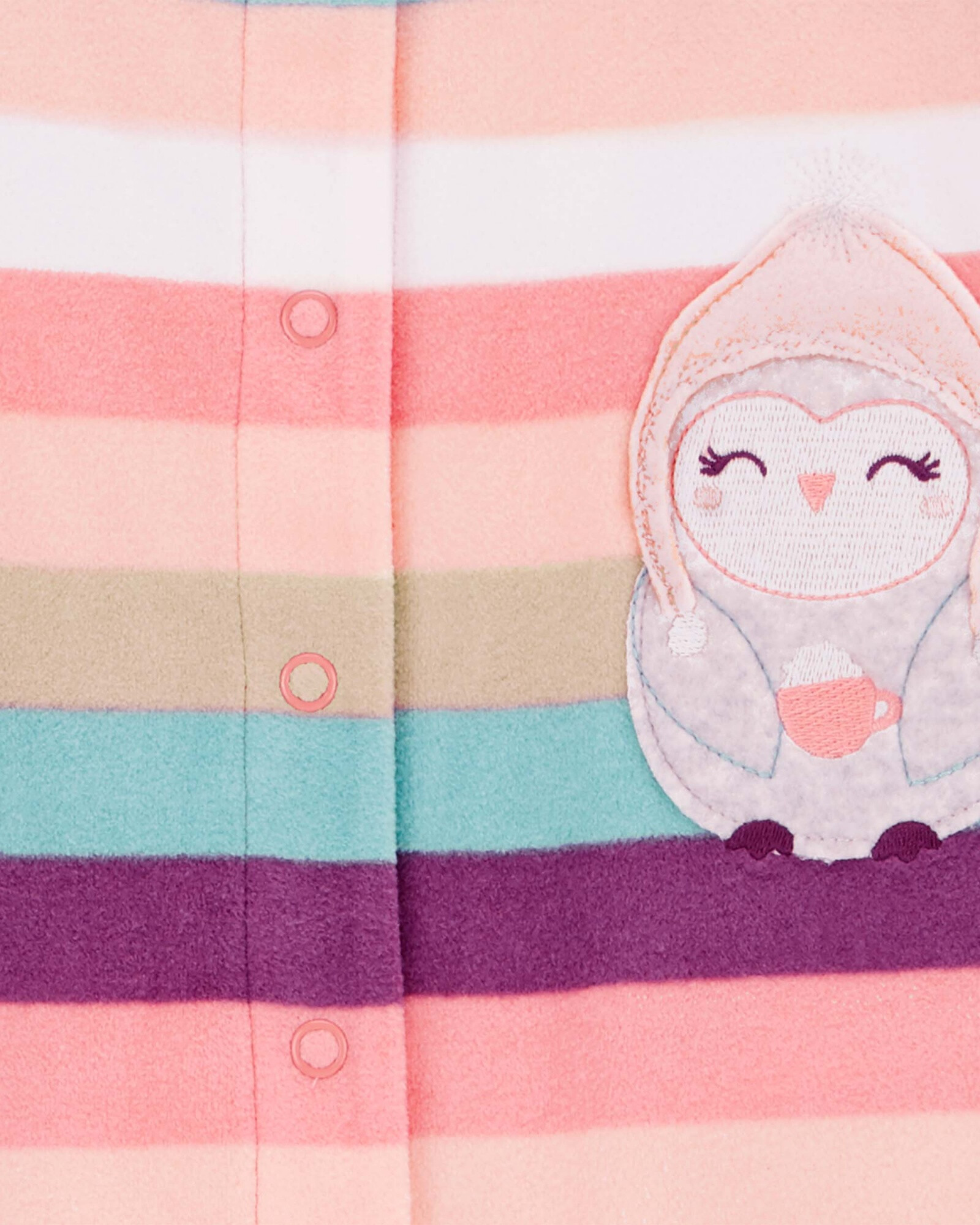 Pijama una pieza de micropolar, con pie, estampa búho Pijama una pieza de micropolar, con pie, estampa búho
