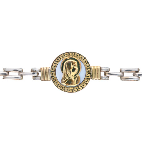 Pulsera de plata 925, double en oro 18 ktes y nácar, VIRGEN NIÑA. Pulsera de plata 925, double en oro 18 ktes y nácar, VIRGEN NIÑA.