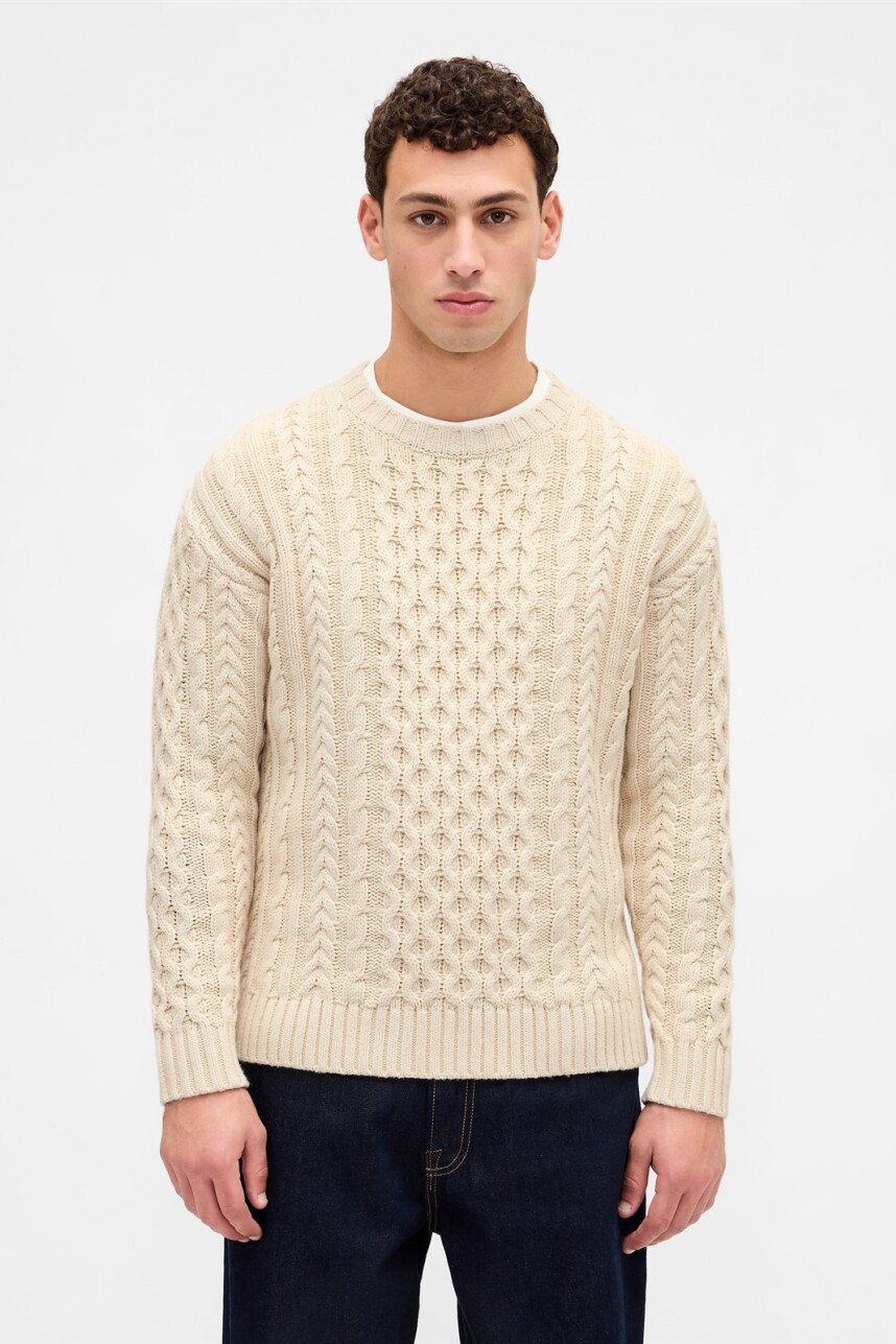 Buzo Cable Heavy Hombre Cream