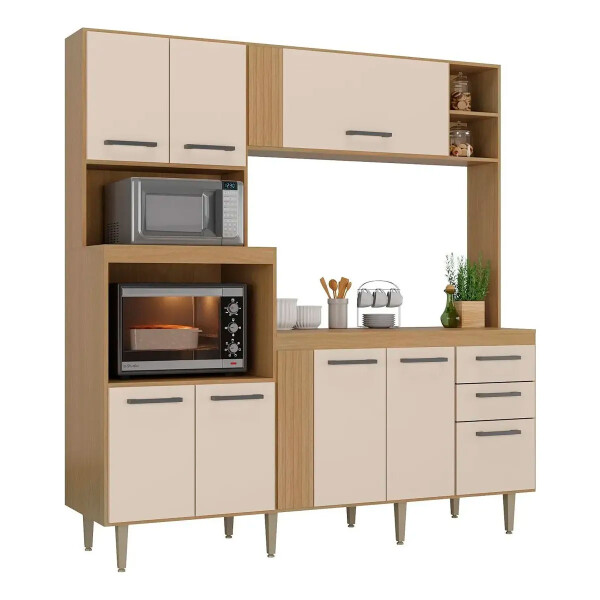 COCINA COMPACTA SSL CH 1034- MASTER 8Ptas 2Caj -Cedro-Arena N/A