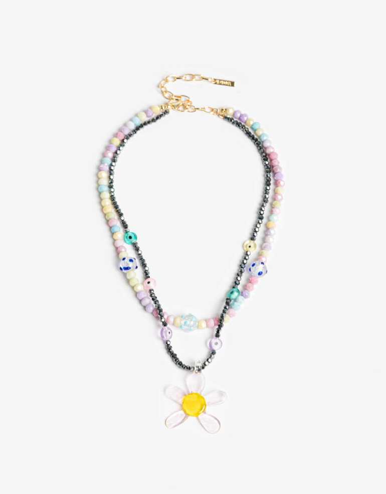 Collares Cortos Color Collar Corto Beads Y Dije - Combinacion Multicolor