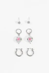 Set aros dije perla flor plateado