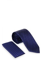 Corbata con pañuelo 8 cm Azul Marino