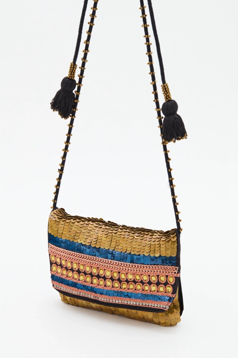 Cartera Mini Sequins Oro Viejo
