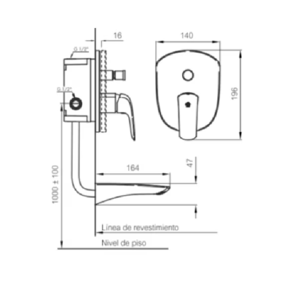 Grifería de ducha Monocomando de embutir Epuyen Negro Mate Grifería De Ducha Monocomando De Embutir Epuyen Negro Mate