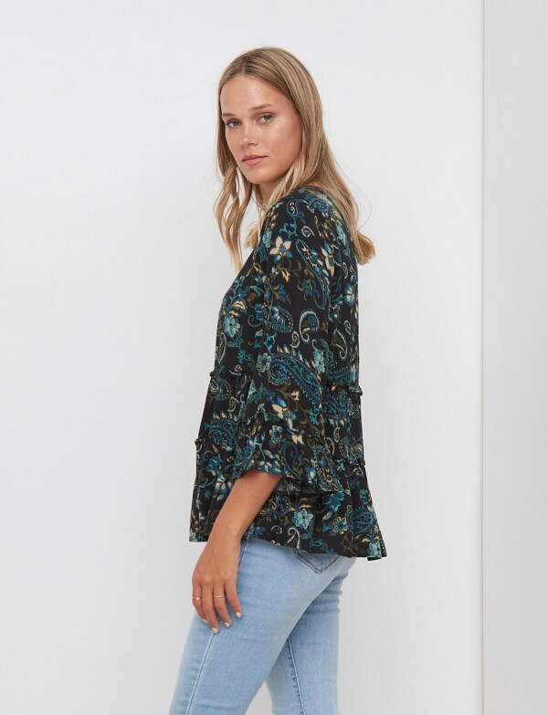 Blusa Folk AZUL/MULTI