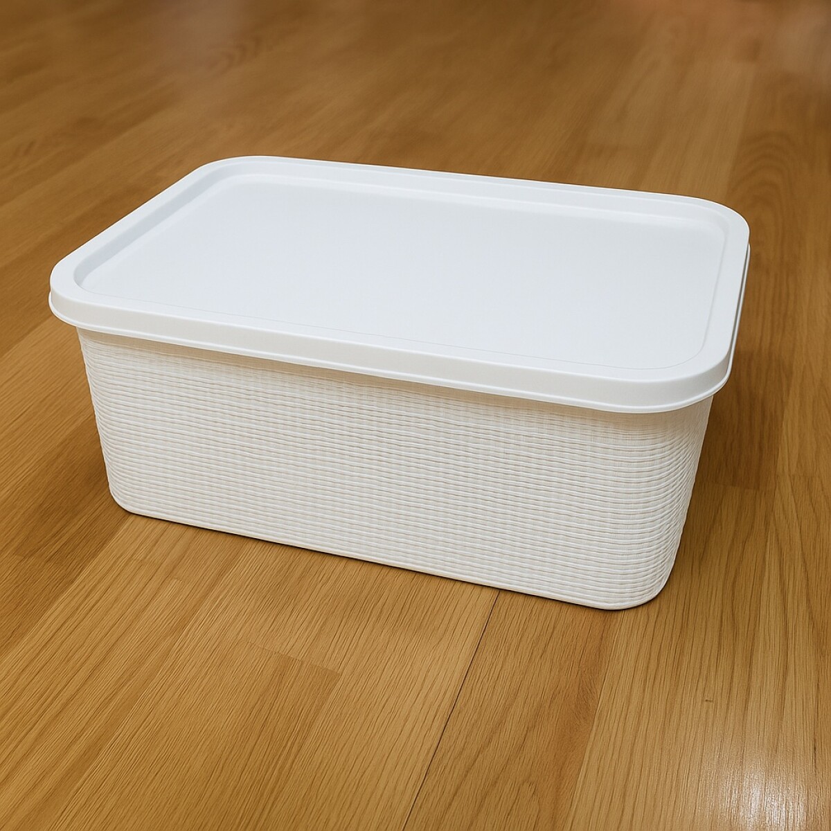 CAJA ORGANIZADORA SIMIL RATTAN 15 LITROS - BLANCO 
