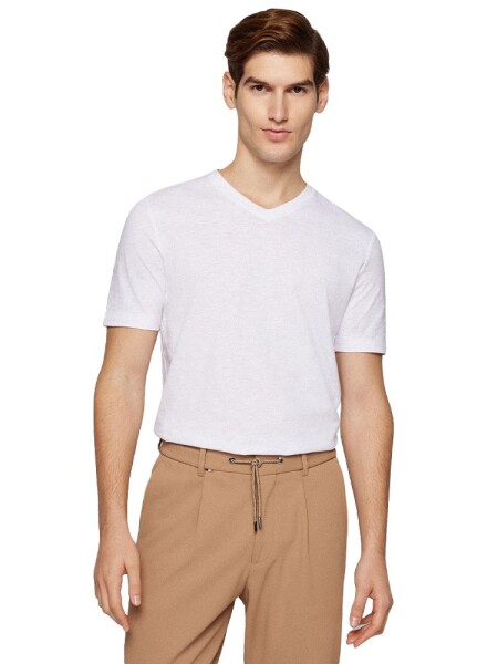 Hugo Boss -Remera de algodón regular fit, Tilson-60 Blanco