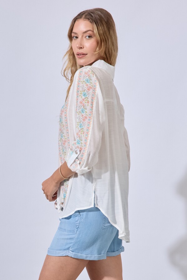 Camisa Flowers MULTI/BLANCO