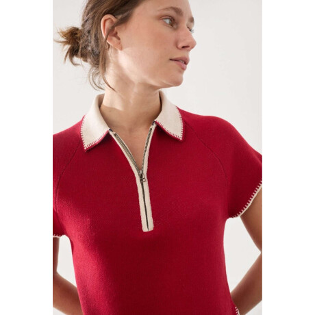 Top Zip Knit Rojo