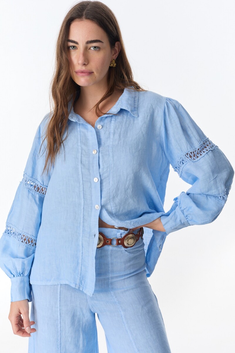 Camisa Hibisco Celeste