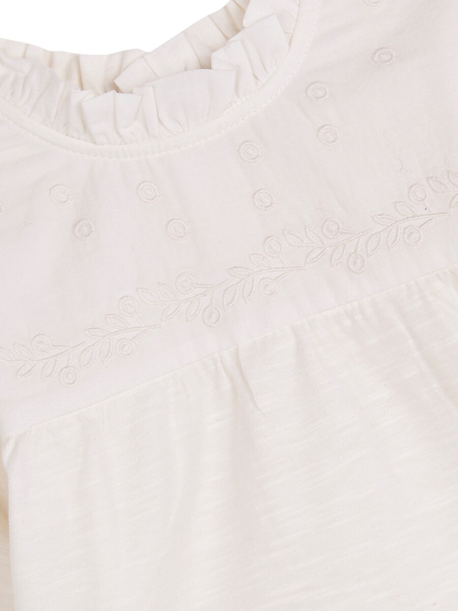 Camiseta Bordada Blanco Roto