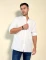 Camisa Hercules con cuello mao de lino y algodón Blanco